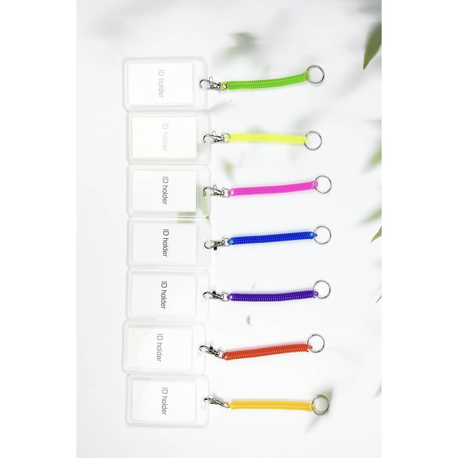 ASSORTED CLEAR ID BADGE HOLDER WITH COIL SPRING KEYCHAIN for wholesale on Faire0