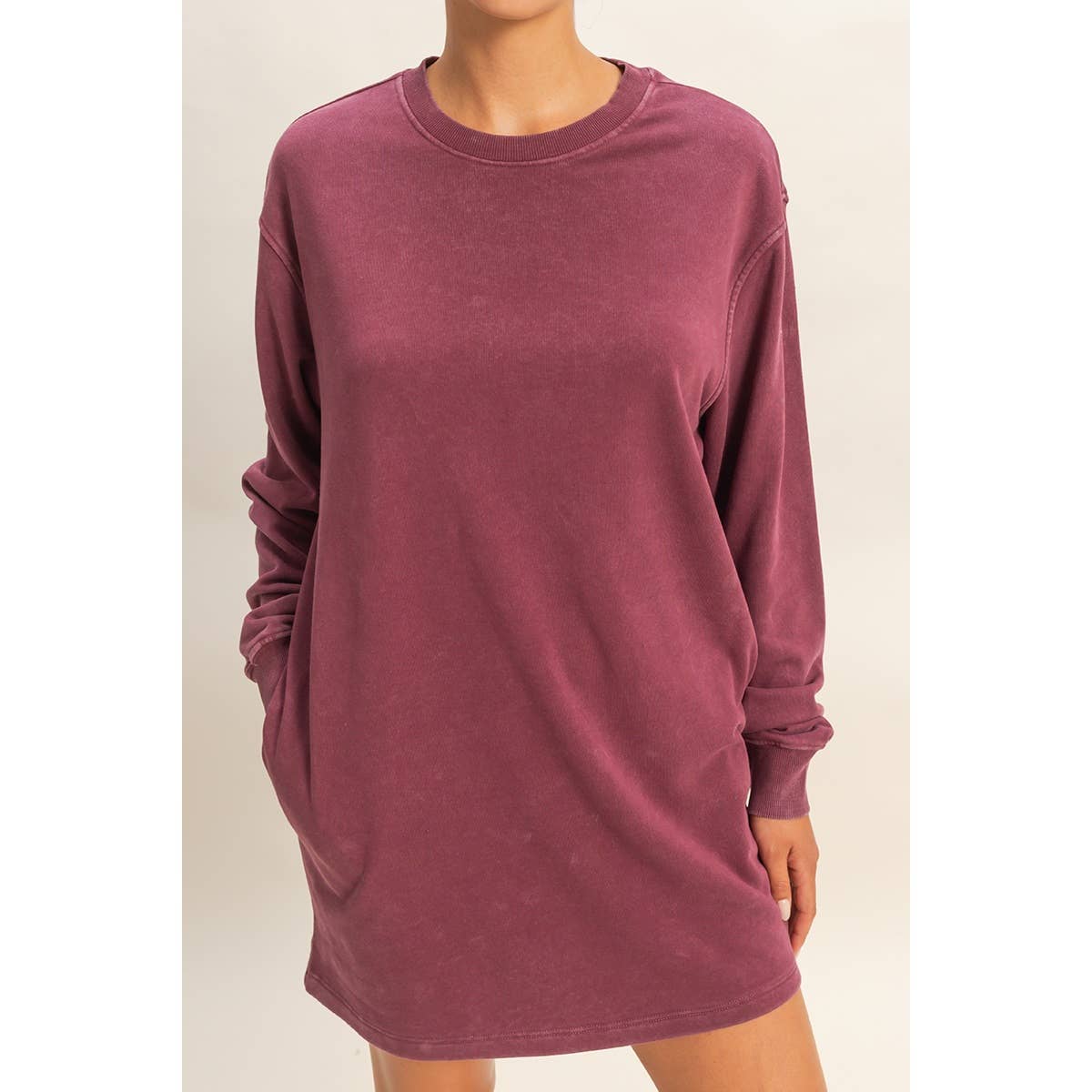 Double Zero - Venta al por mayor Vestido - Mujer - Vestido sudadera mini de gran tamaño lavado mineral38