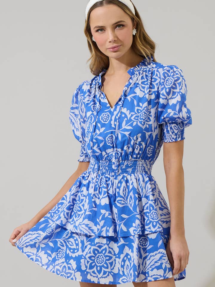 Abito Mini con Volant e Motivo Floreale Marny Rai per la vendita all'ingrosso da parte di Sugarlips