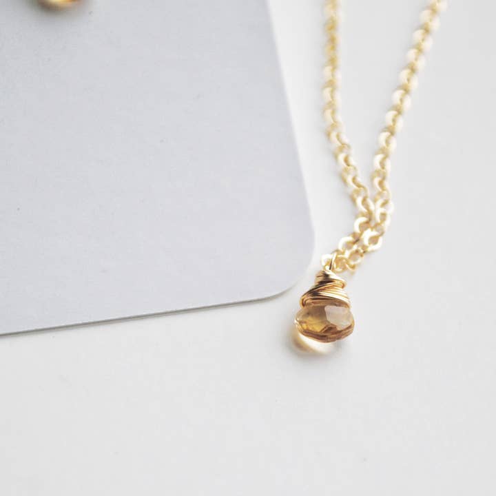 Citrine Necklace/layering nov birthstone womens dainty for wholesale by Seaflowerjewelry