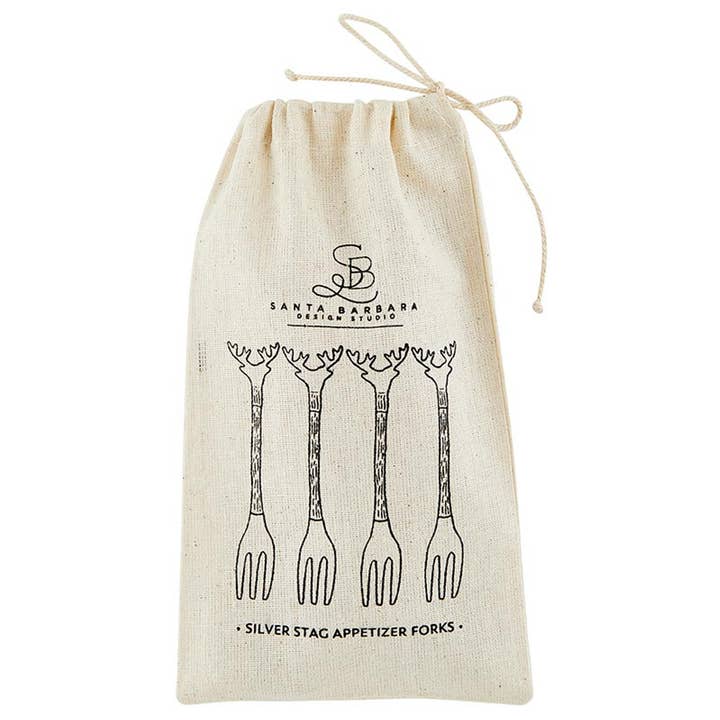 Silver Stag Appetizer Forks - Set of 4 for wholesale by Santa Barbara Design Studio by Creative Brands