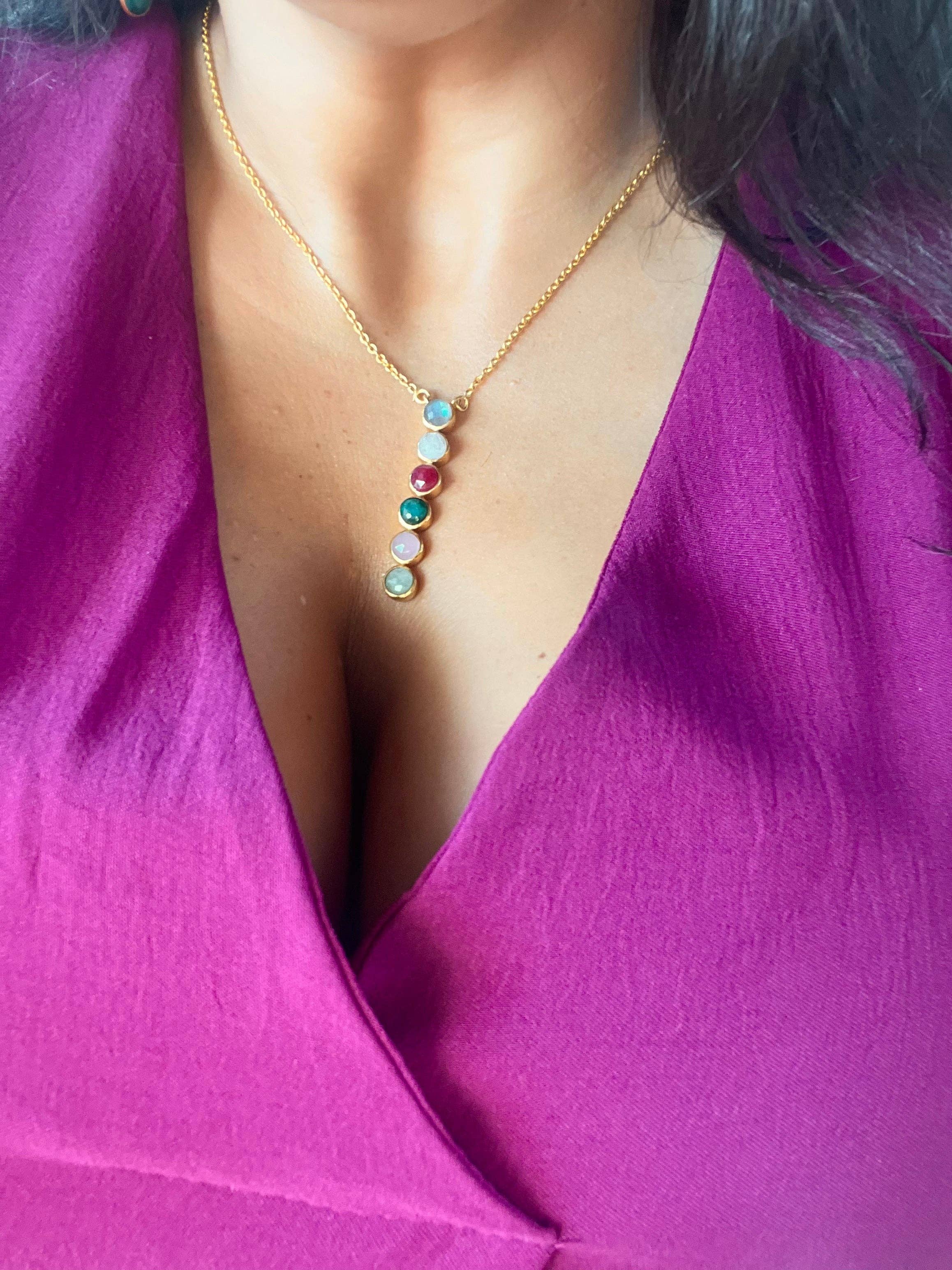 Mestiza Joyas - Wholesale Pendant/Charm Necklace - Elle Multicolor Stone Necklace2