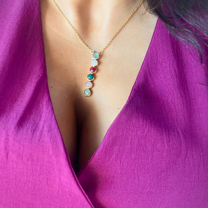 Mestiza Joyas - Wholesale Pendant/Charm Necklace - Elle Multicolor Stone Necklace2