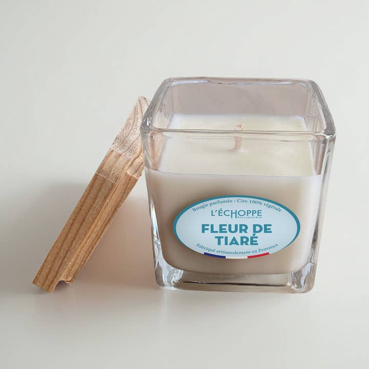L'Échoppe Buissonnière - Vente Bougie en bocal - Fleur de Tiaré - Bougie parfumée 85g0
