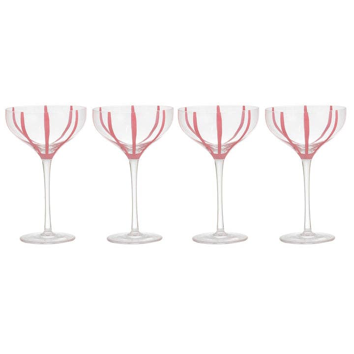Stripe Pink 4pk Coupe Glass for wholesale by Ladelle Group