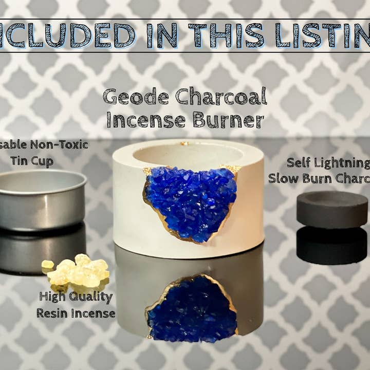 Planters Made in the USA – wholesale Incense holder – Charcoal Incense Burner Copal Resin Brass and Crystal Geode1