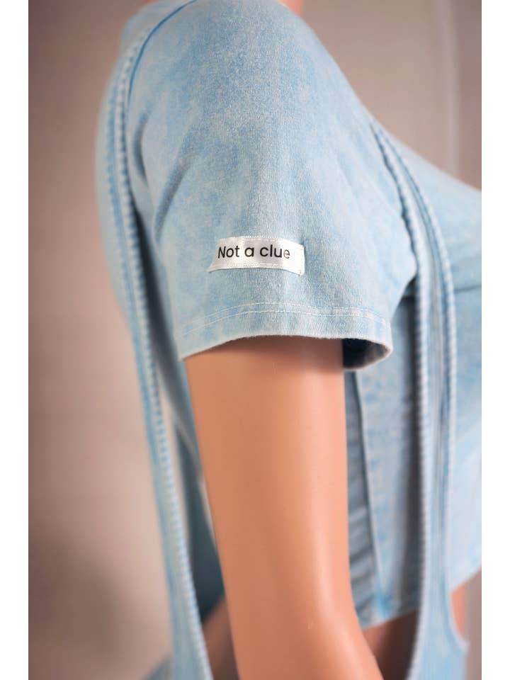 Dalia Studio - Wholesale Top & Pant Set (NOT Loungewear) - Women's - MINERAL WASH LABEL DETAIL BABY TEE & SUSPENDER SET