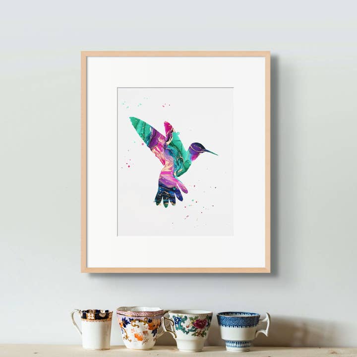 Abstract Alcohol Ink Art Hummingbird Giclee Print for wholesale by Sarah Robison Art