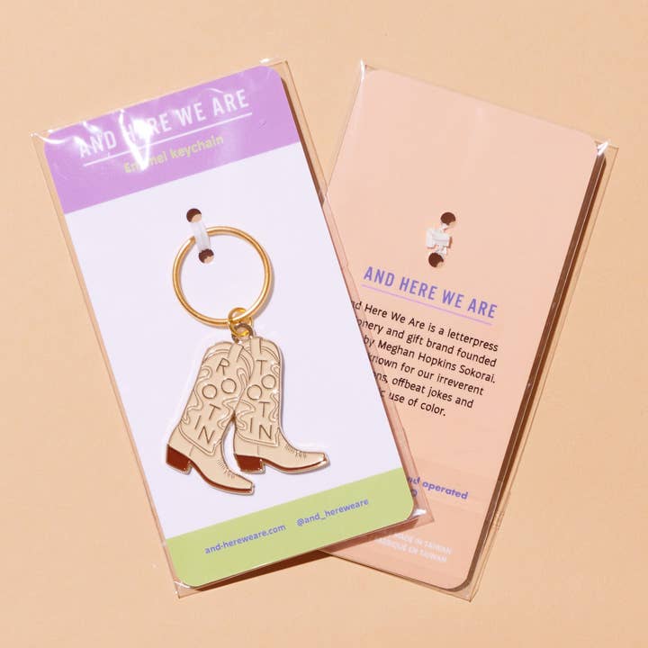And Here We Are - Wholesale Keychain - Unisex - Rootin' Tootin' Western Cowboy Boot Keychain Gift - Mothers Day Fathers Day Spring Easter - Bag Charm