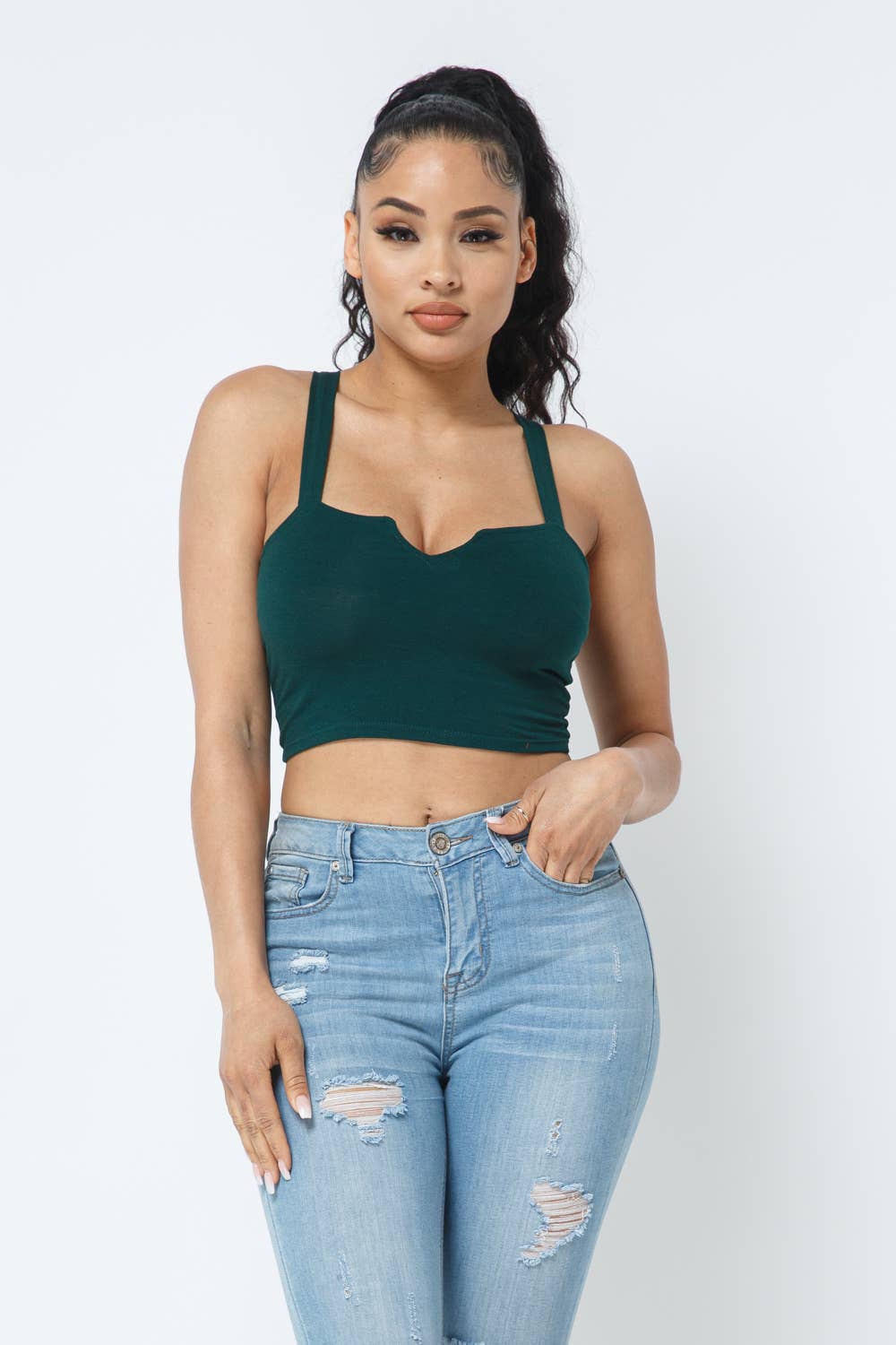 Julia by LoveJ - Wholesale Knit Top - Women's - V Cut Detail Sleeveless Crop Top13