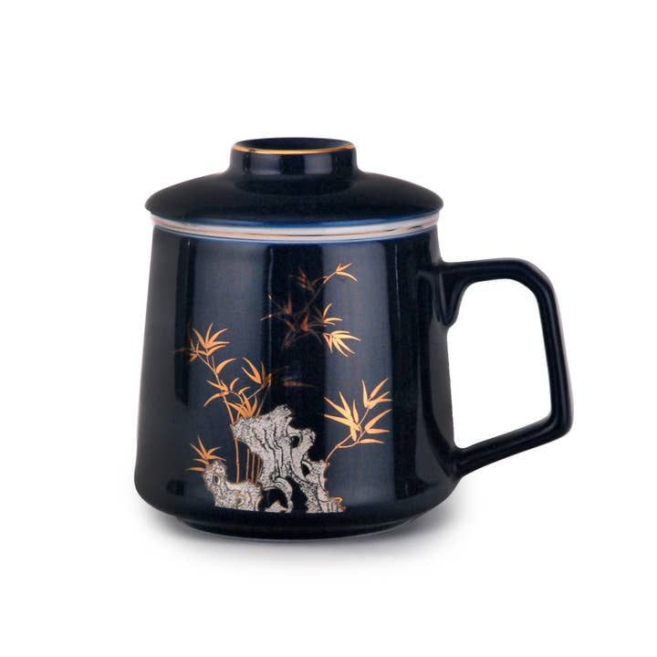 Tasse avec infuseur et couvercle, poignée confortable, 12 fl.oz pour la vente par Melange Marche