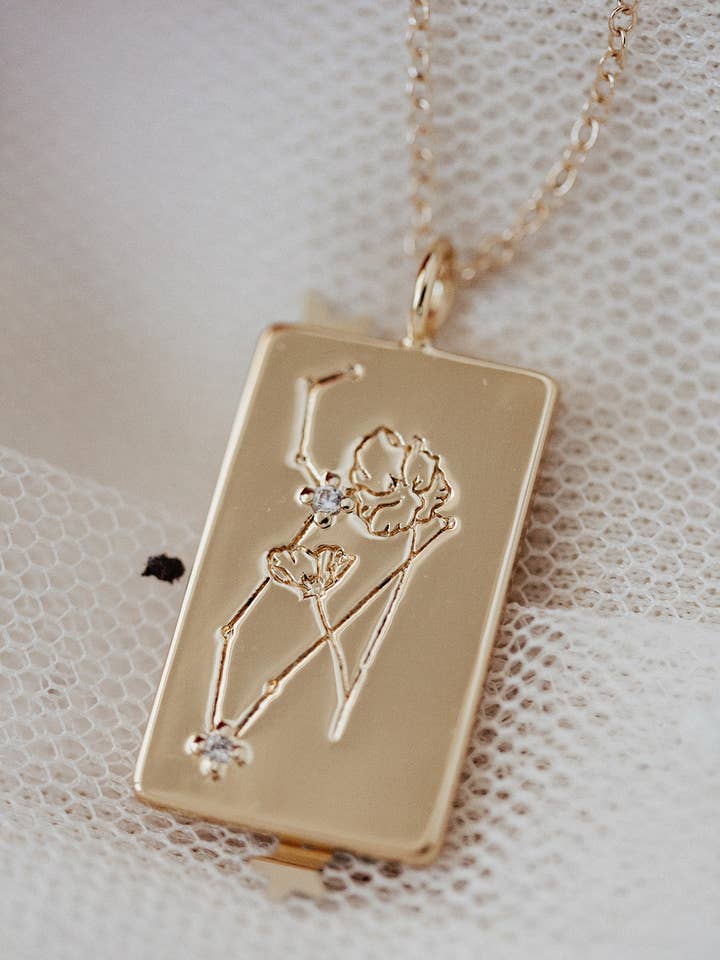 Birth Flower Zodiac Necklace- Leo Poppy- August 1-22 for wholesale by Look For The Butterflies