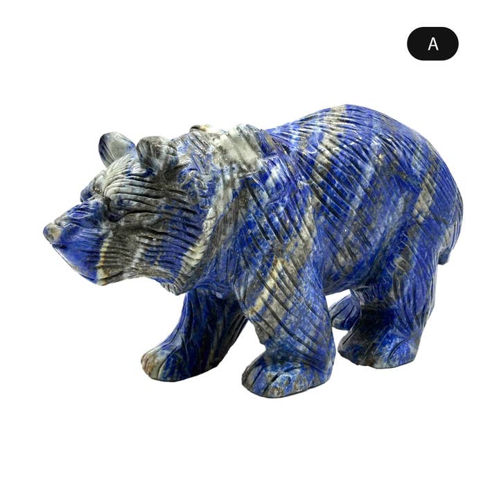 Figurine d'ours en lapis-lazuli sculptée à la main pour la guérison énergétique, la méditation, la concentration, l'équilibre spirituel et la décoration intérieure - RAN528 pour la vente par Gem Avenue Wholesale