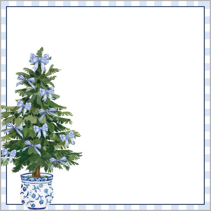 Auf Lager 8,5x8,5 Blaue Schleifen Weihnachtsbaum Block Notizblock für den Großhandel von WH Hostess Social Stationery