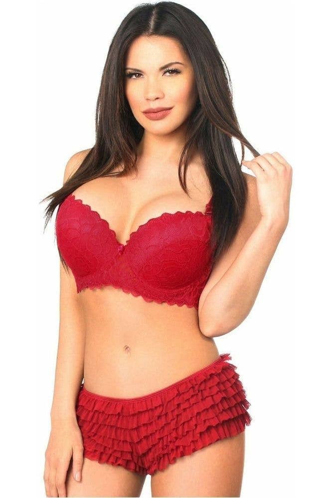 Daisy Corsets - Wholesale Underwear - Women's - Wine Ruffle Panty w/Bow1