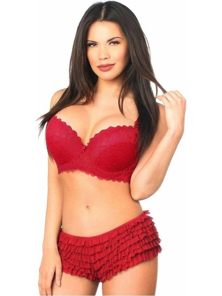 Daisy Corsets - Wholesale Underwear - Women's - Wine Ruffle Panty w/Bow1