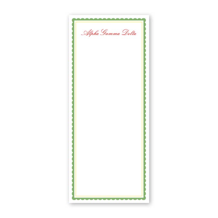 Alpha Gamma Delta Vintage Poodles Scallop Greek Skinny Notepad for wholesale by Dogwood Hill