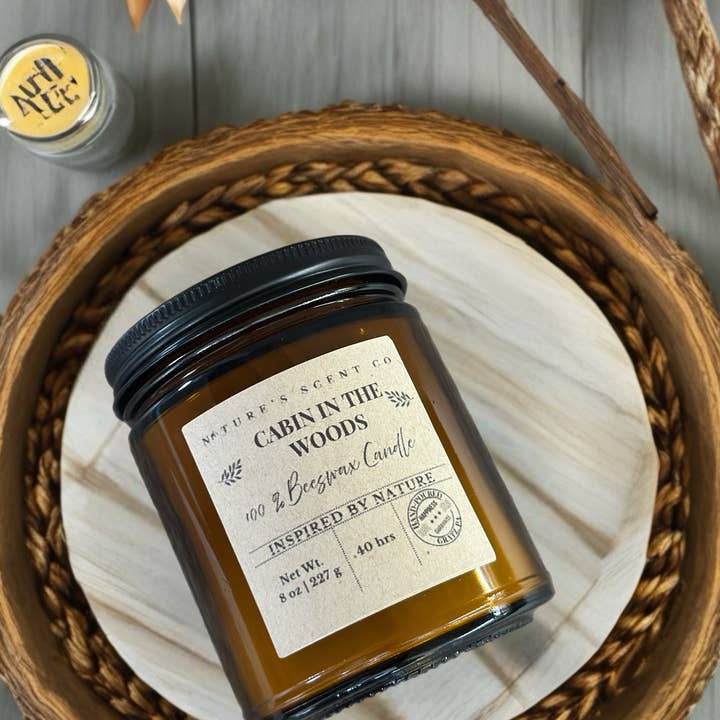 Nature’s Scent Co - Wholesale Jar/Filled Candle - Cabin In The Woods Jelly Jar Beeswax Candle2
