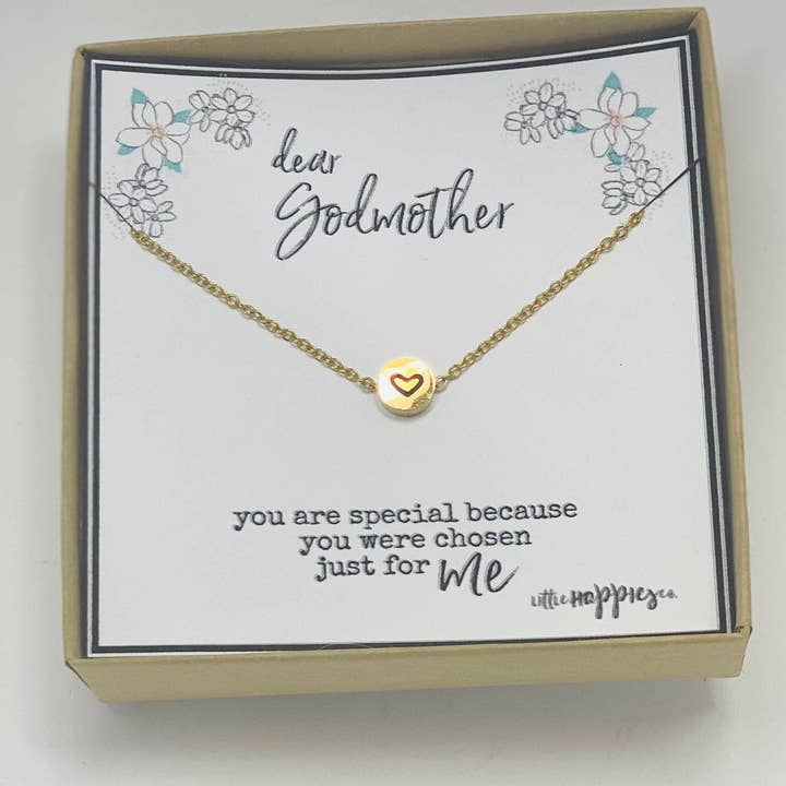 Little Happies Co - Wholesale Pendant/Charm Necklace - Gift for Godmother, Godmother gift, Godmother necklace, Gift for Godmother, Heart necklace, from goddaughter