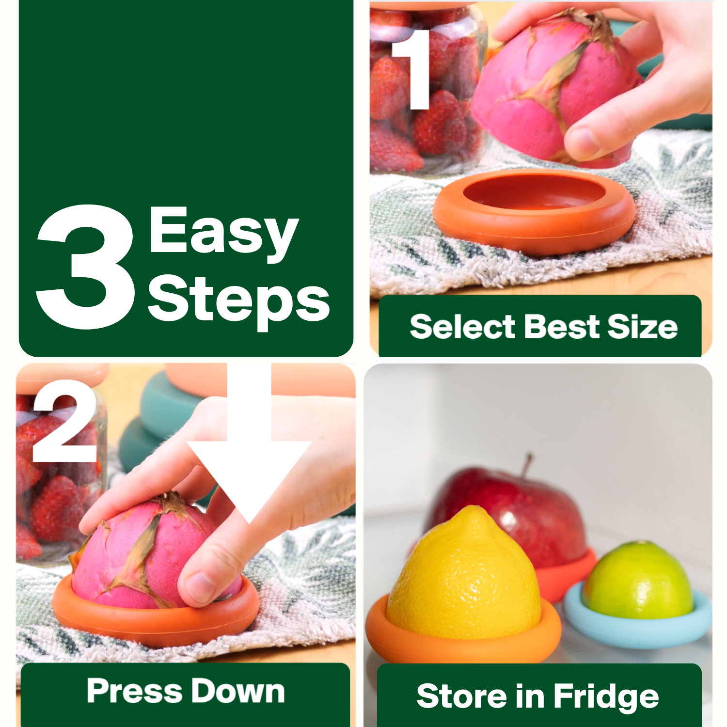 Food Huggers - Vente Sachet de conservation/film alimentaire - Conservateurs alimentaires en silicone réutilisables – Terre cuite (Ensemble de 5)8