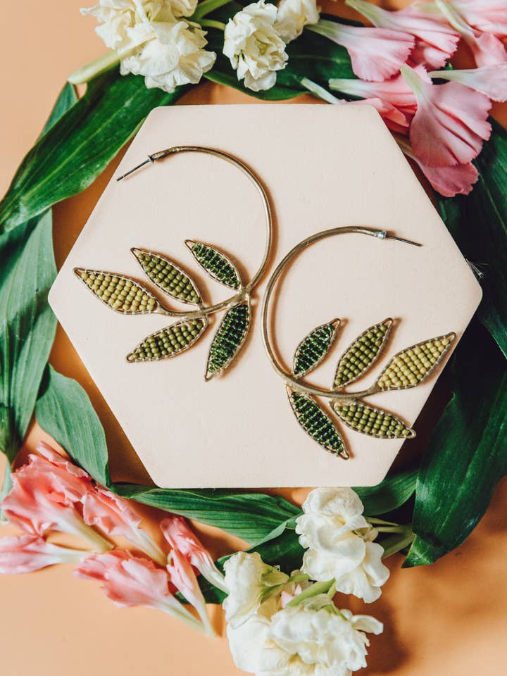 Summer Feuille Hoops for wholesale by Mountain Maiden Co.