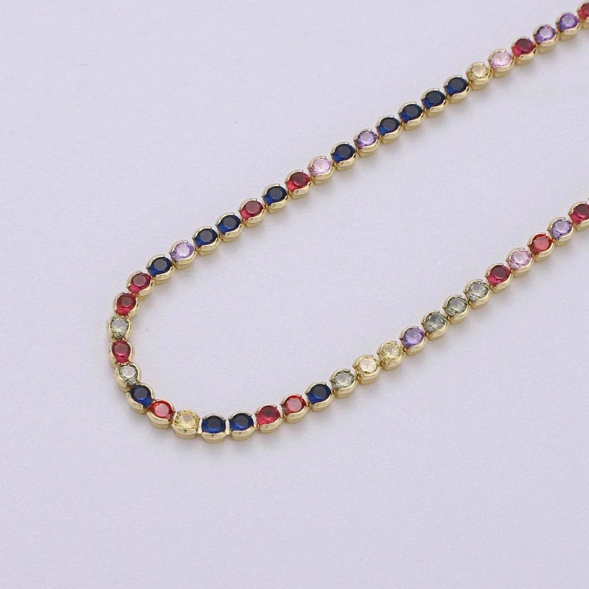Simply Jewels - Vendita all'ingrosso Collane a catena e maglie - Collana Girocollo a Catena Tennis MICRO Multicolore CZ *DISC* CN-21CN8960