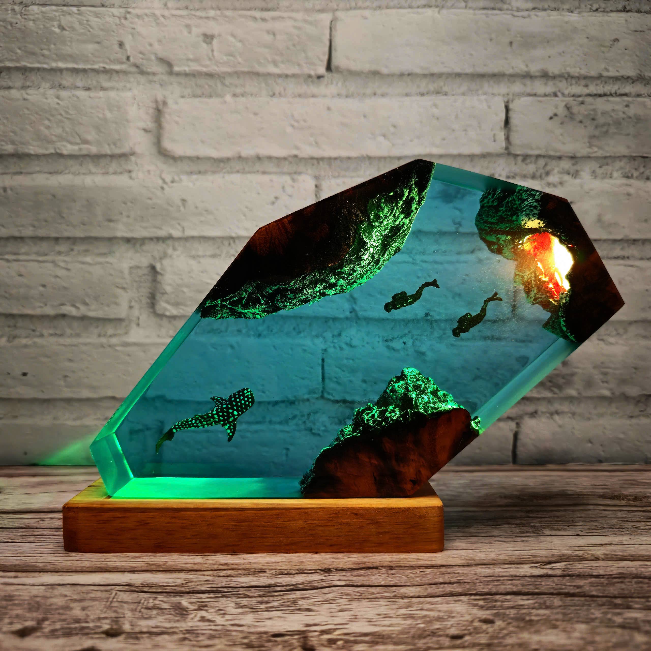 Merchemy - Wholesale Night Light - Whale Shark Scuba Divers Epoxy Resin Night Light Ocean Diver2