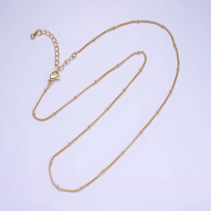 14K Gold Filled 1mm Curb Satellite Chain 18 Inch Necklace w. Extender | WA-2432 for wholesale by Aim Eternal