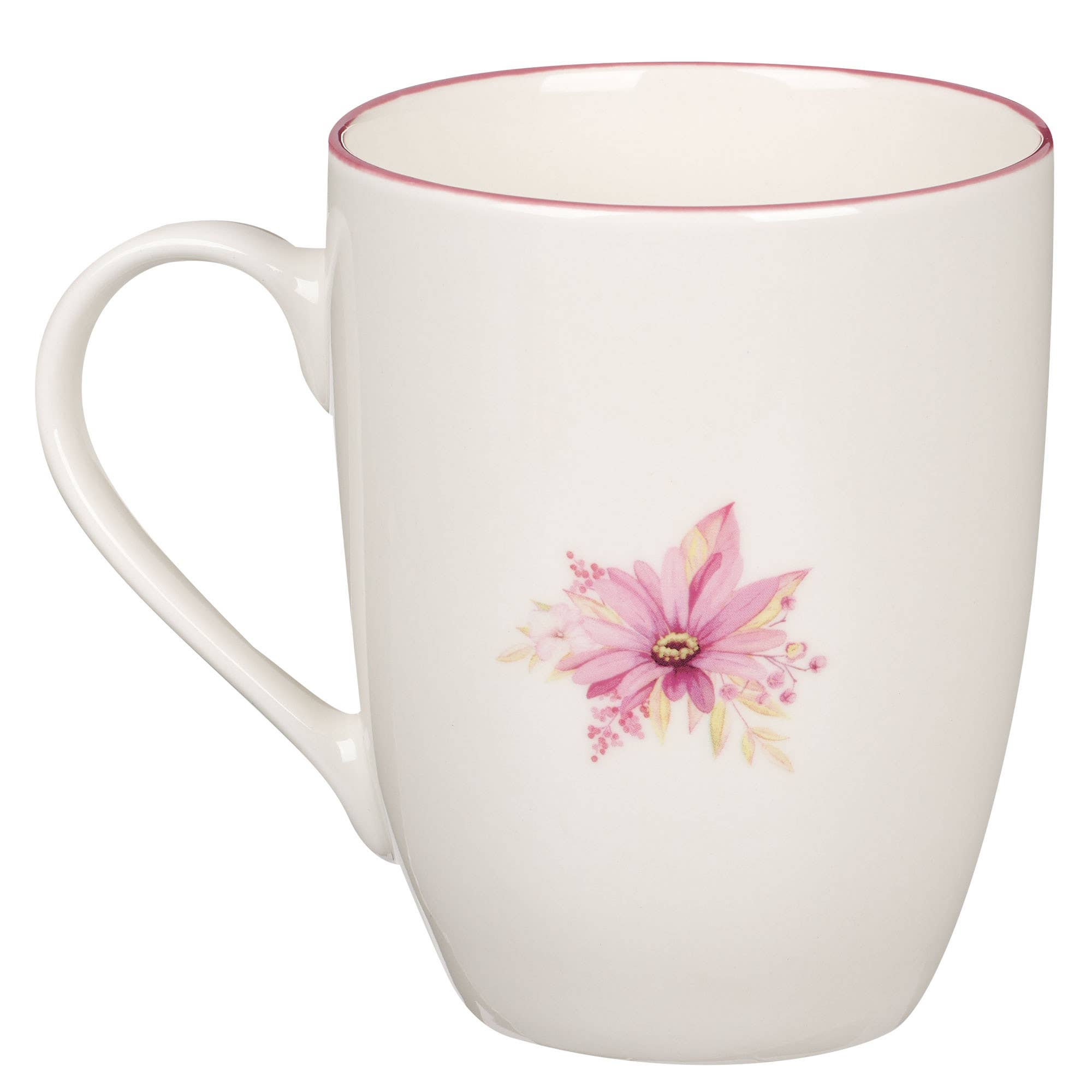 Christian Art Gifts - Wholesale Coffee Mug - Mug Pink Wreath Walk by Faith 2 Cor. 5:71