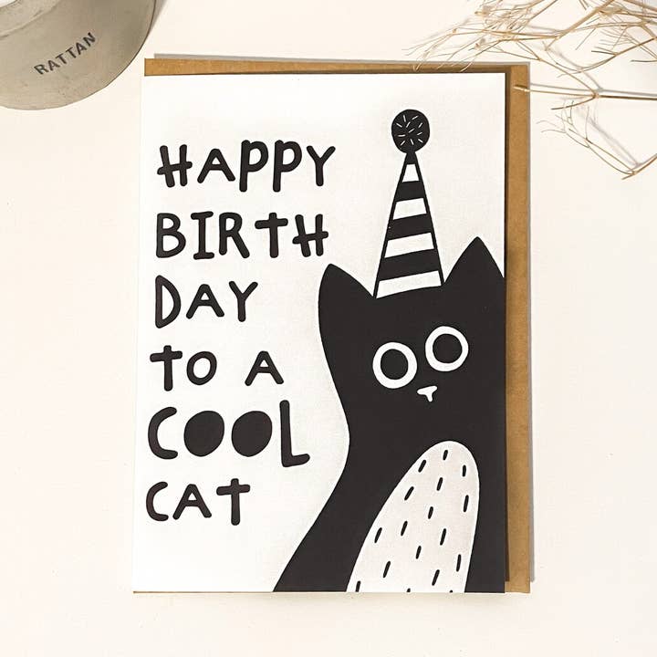 Cool Cat Birthday Card for wholesale by Port Nova Paper Co.