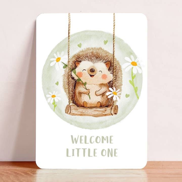 Aniet Illustration - Wholesale Baby Card - Card congratulation birth baby hedgehog flowers postcard1