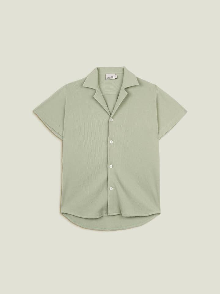 Imago Portugal - Wholesale Button Down Shirt - Unisex - Green Waffle Shirt