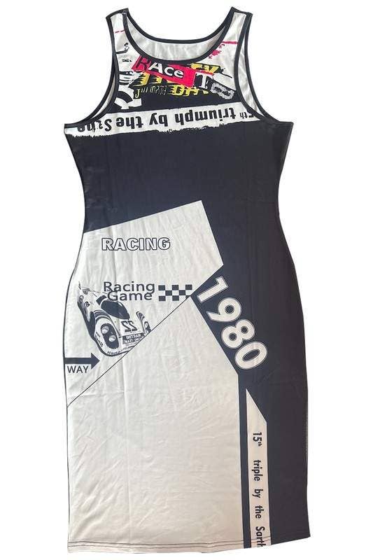 BLACK graphic tank pencil midi dress for wholesale on Faire5