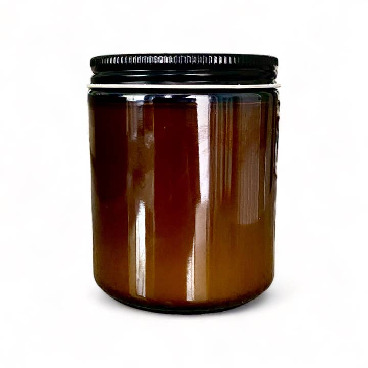 Raven’s Hearth - Wholesale Jar/Filled Candle - No Label Glass Candles | 8 oz | Amber or Clear Glass