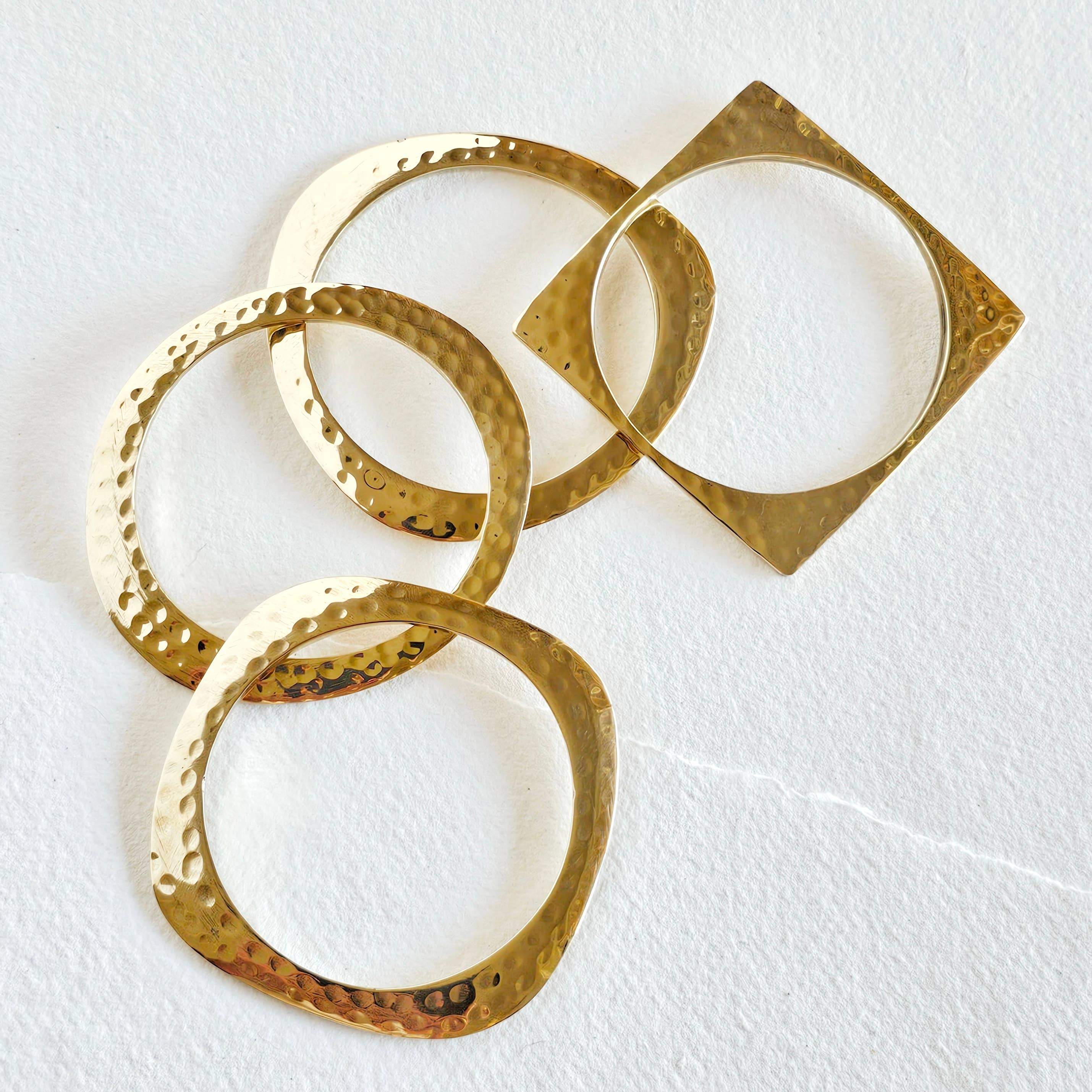 Bisjoux - Wholesale Jewelry Set - Brass geometric bold hammered bangle set x4  bracelet4