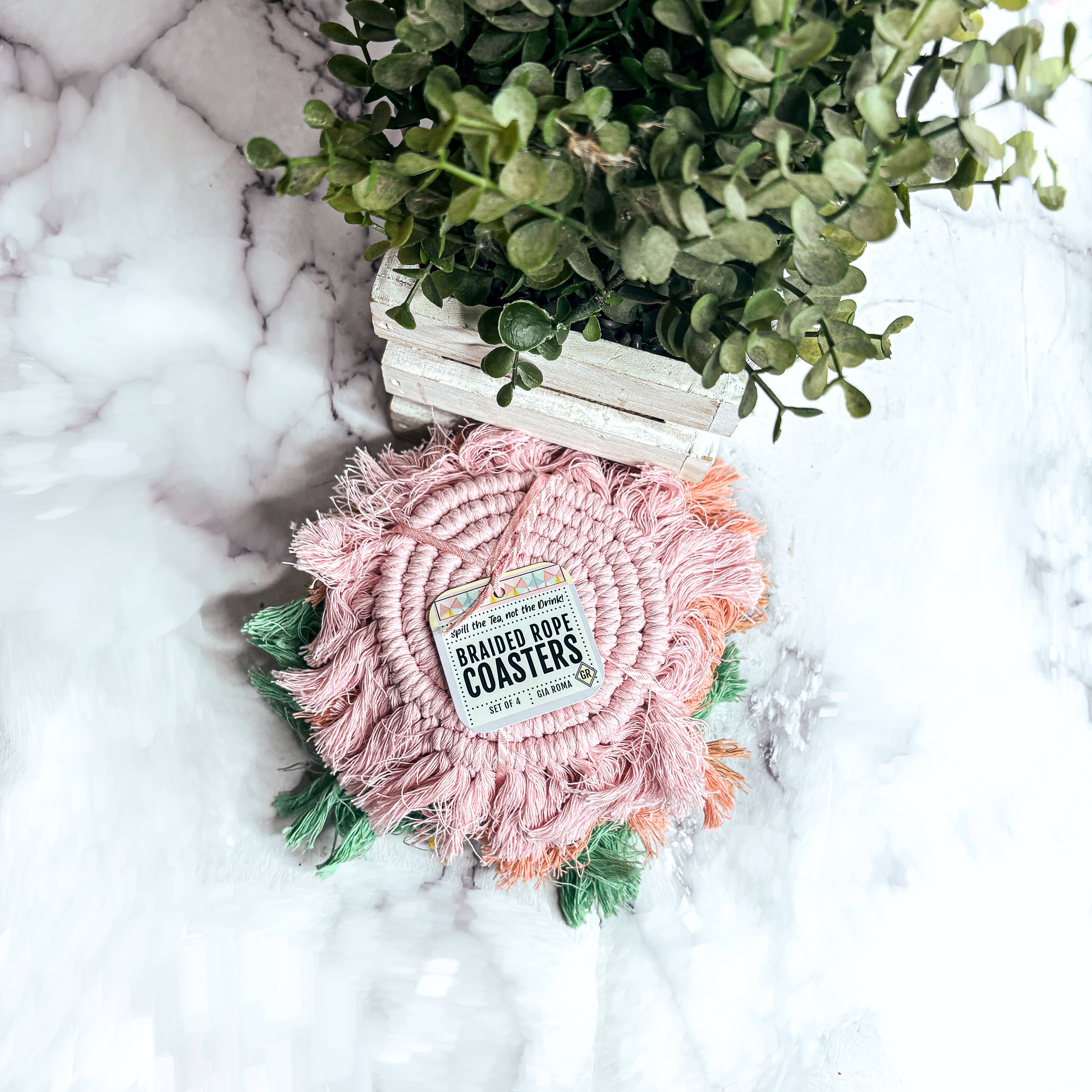 Gia Roma – Objeto de mesa decorativo por atacado – Porta-copos de algodão com tassel em tons pastéis, decoração de mesa para primavera e Páscoa16