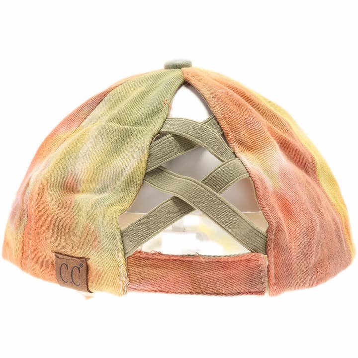 C.C Beanie - Wholesale Ponytail Cap - Women's - Tie Dye Criss-Cross High Ponytail CC Ball Cap BT791