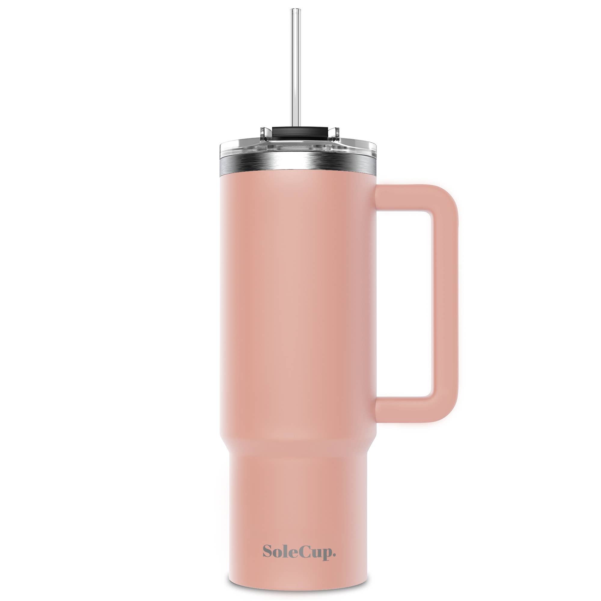 SoleCup – Engroshandel Thermokop – SoleCup XL - 850 ml rejsekrus med hank, låg og to sugerør12