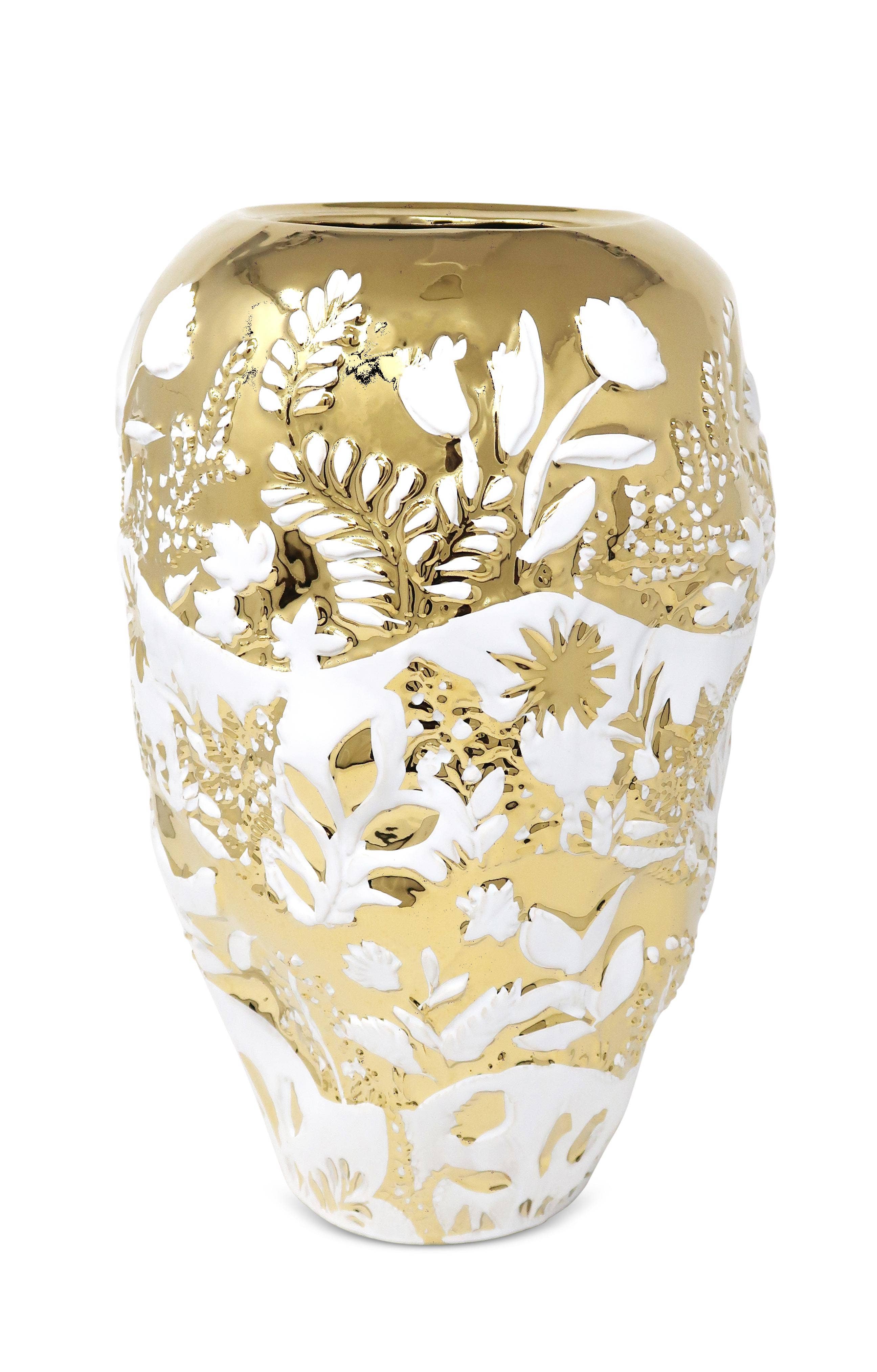 VIVIENCE - Wholesale Decorative Jar - Ornate White and Gold Ginger Jar3