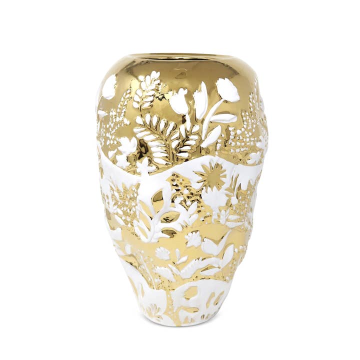 VIVIENCE - Wholesale Decorative Jar - Ornate White and Gold Ginger Jar3