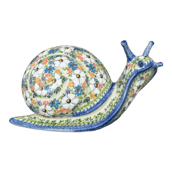 Figurine, Snail, Giant, 14.5" in "Daisy Garden" by Galia | GZW02-ABP4 for wholesale by Polish Pottery Outlet