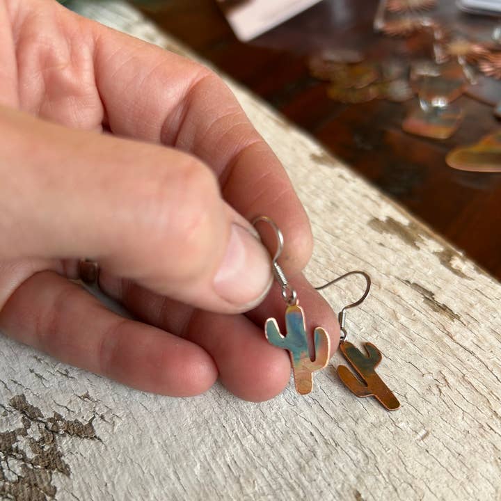 Mini cactus dangle earrings for wholesale by Positive Shine Jewelry
