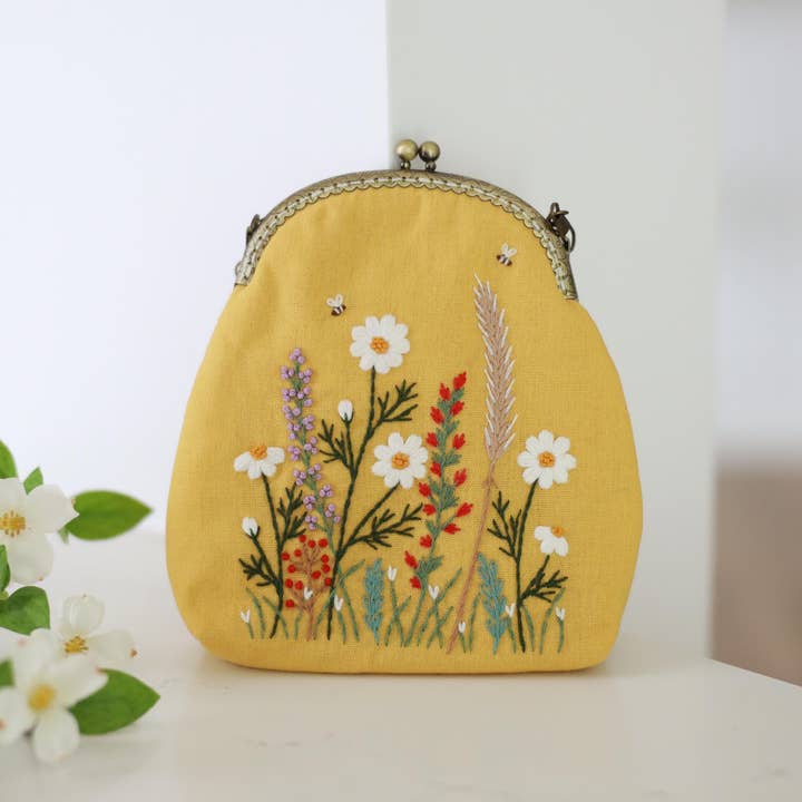 Hand Embroidered Vintage Kiss Lock Purse | Handemade Floral Shoulder Bag with Chain Strap | Cottagecore Crossbody Bag | Gift for Women for wholesale by Finer Embroidery
