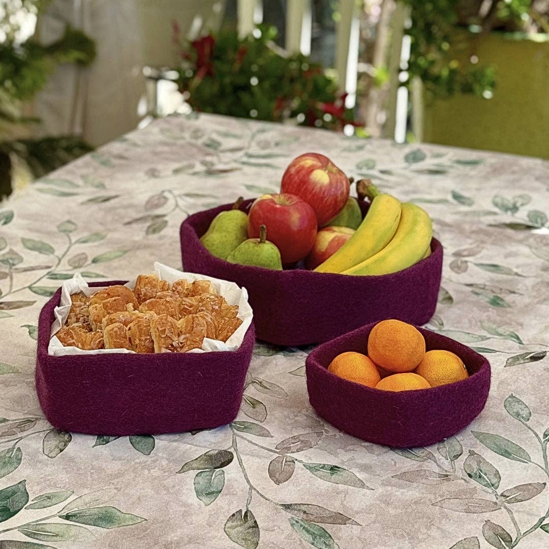 Humble Hilo - Venta al por mayor Bandejas/platos/boles decorativos - Humble Hilo Cuencos de Fieltro Hechos a Mano, Juego de 3 Cuadrados26