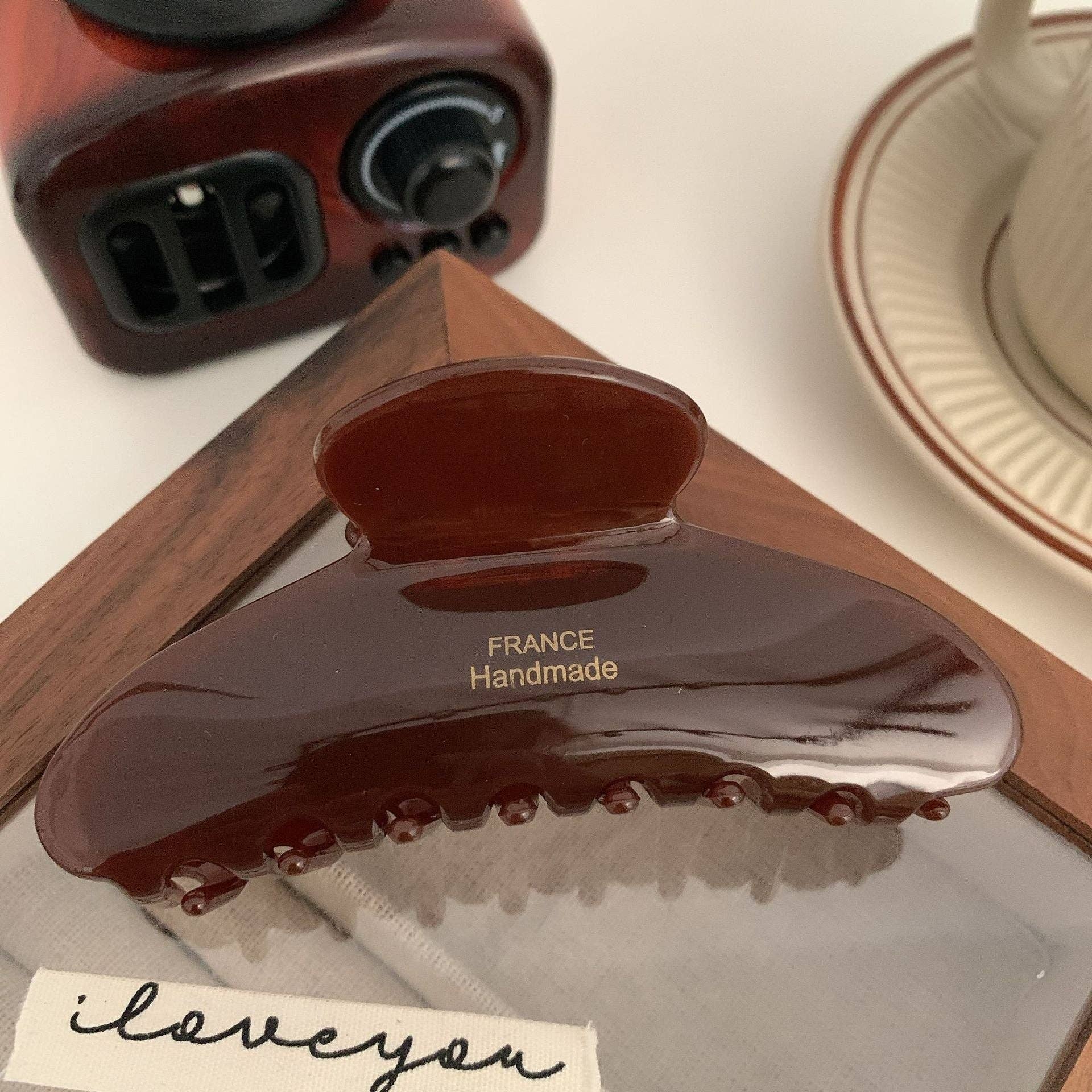 Dipped Shop - Vendita all'ingrosso Fermaglio per capelli - Donna - Clip ad artiglio a pois color caramello floreale DPJC45