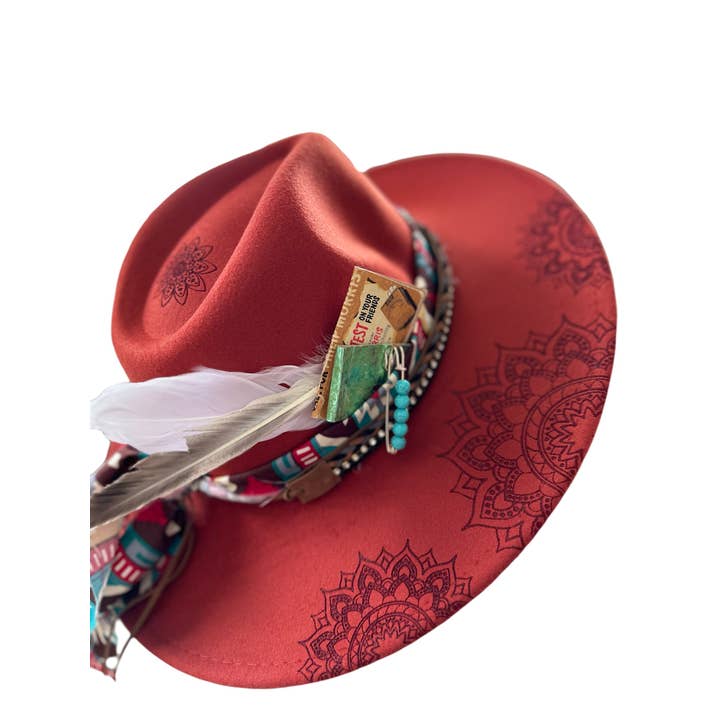 Wild Indigo - Wholesale Cowboy Hat - Unisex - Mandala Burned Hat Western Rancher Hat