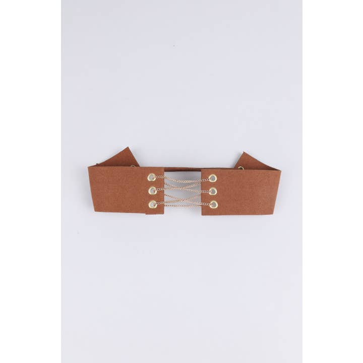 LoveMyStyle – wholesale Choker/Krage – Lovemystyle Tan mocka Choker med guld spets upp detalj