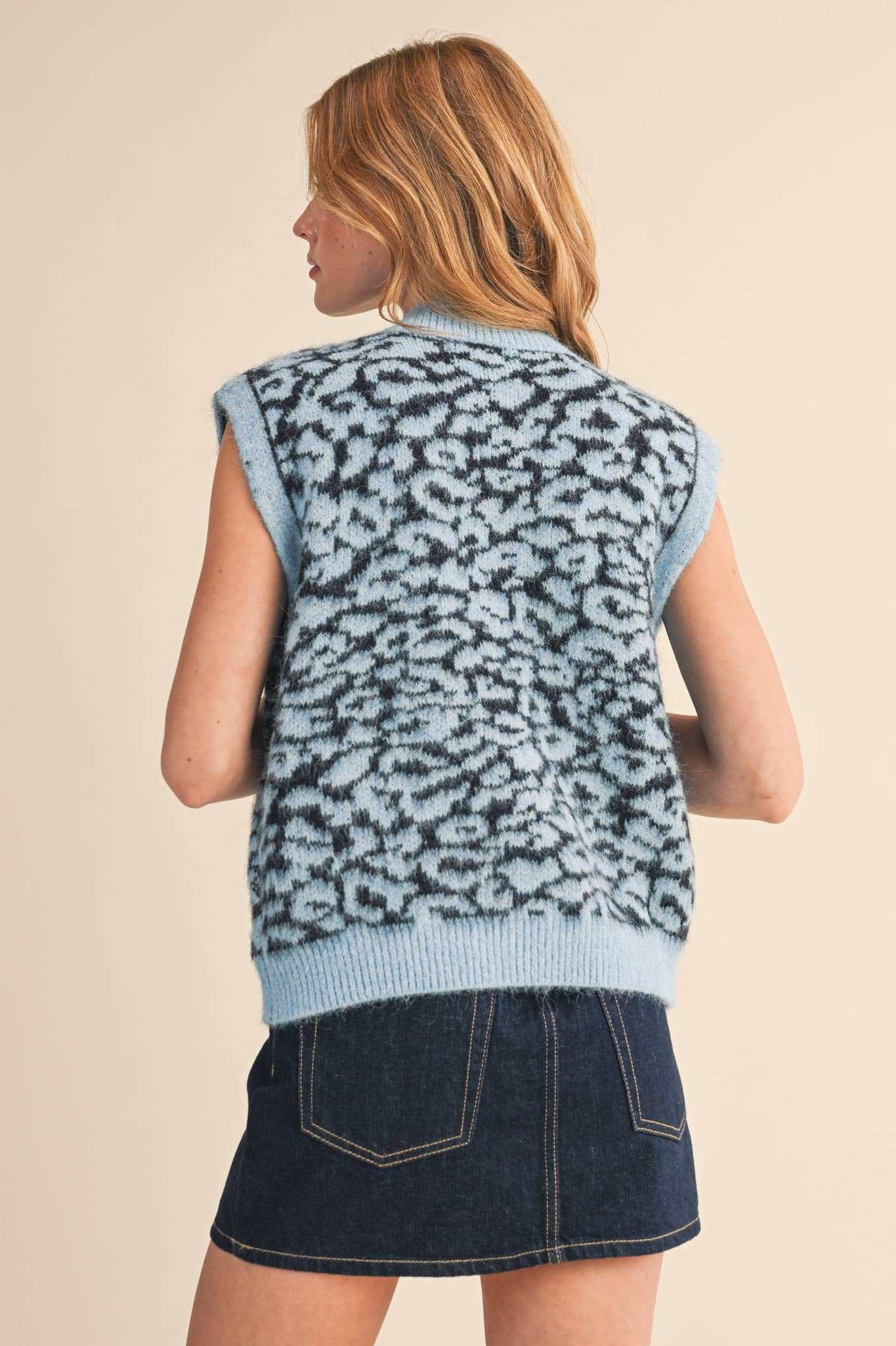 &MERCI - Wholesale Sweater Vest - Women's - LEOPARD KNIT SWEATER VEST MSW1124046