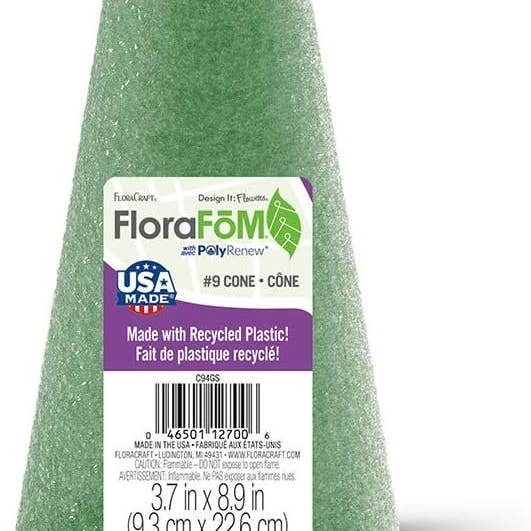 FloraCraft FloraFōM Cone 3.7 Inch x 8.9 Inch Green for wholesale by Pixiss