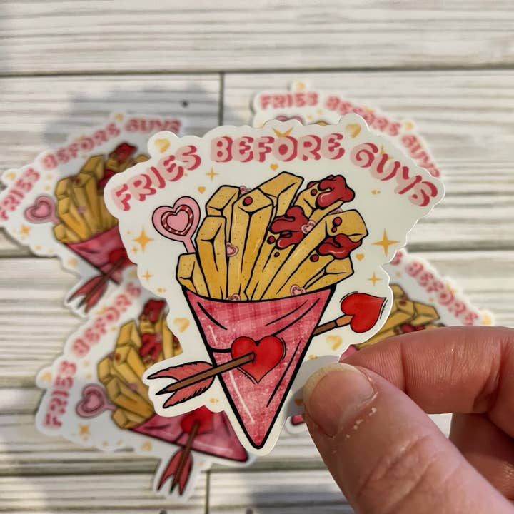 Fries before Guys, Vinyl Sticker for wholesale by Graceful Darkness, LLC